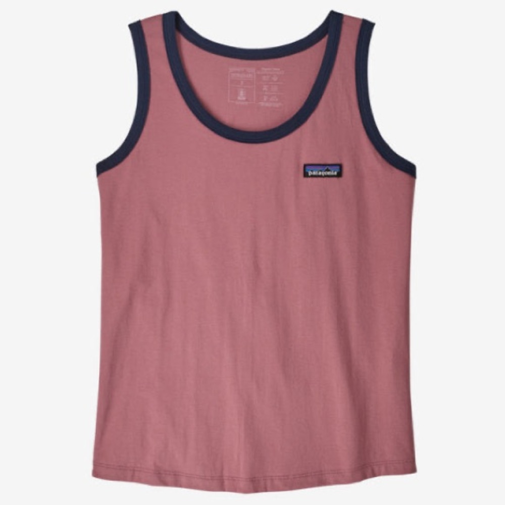 Patagonia women tank top, pink and navy, small